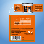 Rose-Hip Vital packaging with dosage chart on an orange label against a blue background